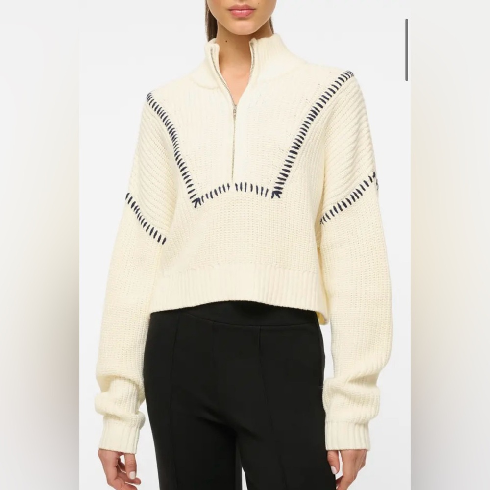 Staud Hampton Crop Half Zip Sweater